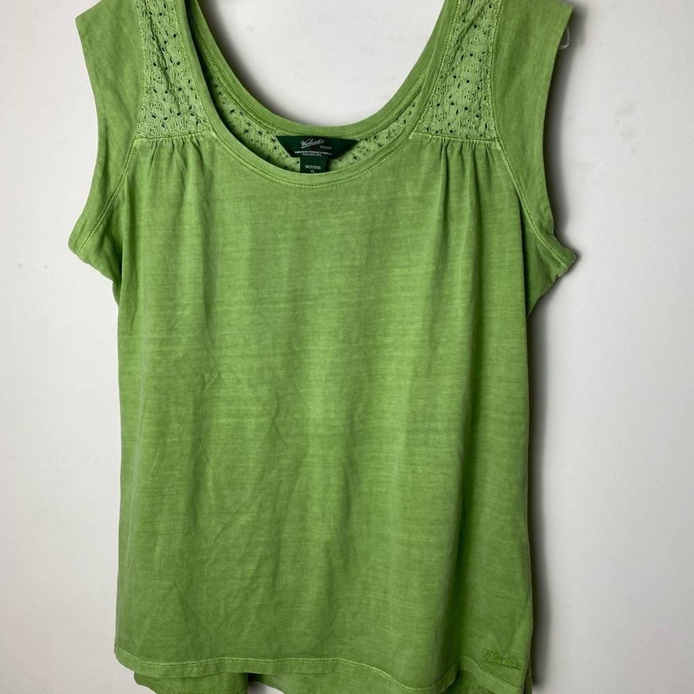 Woolrich Green Tank Top with Lace Detailing
